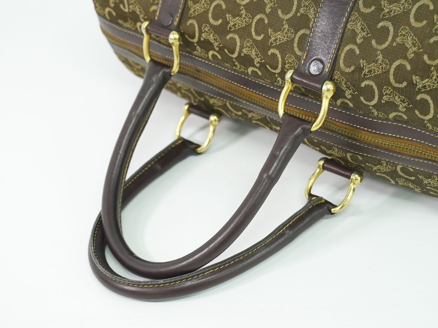 Celine C Sulky Mini Boston Bag Canvas Brown