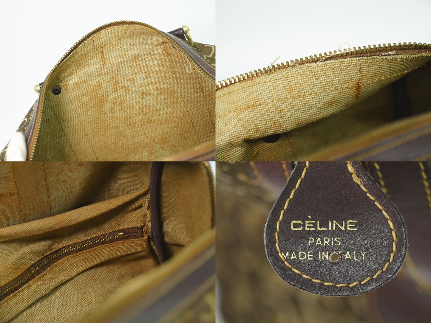 Celine C Sulky Mini Boston Bag Canvas Brown