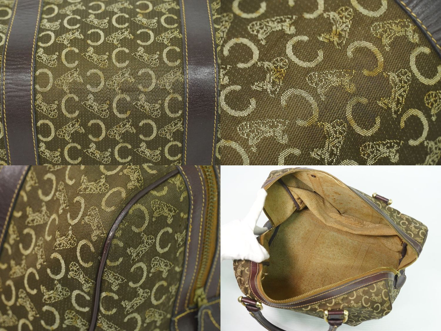 Celine C Sulky Mini Boston Bag Canvas Brown
