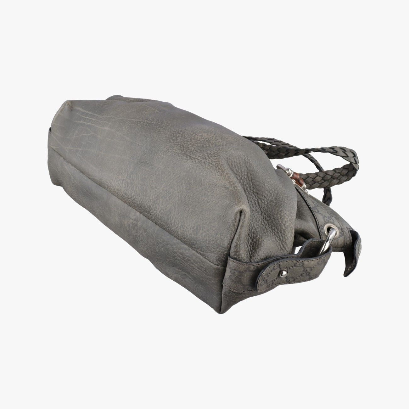 Gucci Bamboo Bar Gray Leather Handbag
