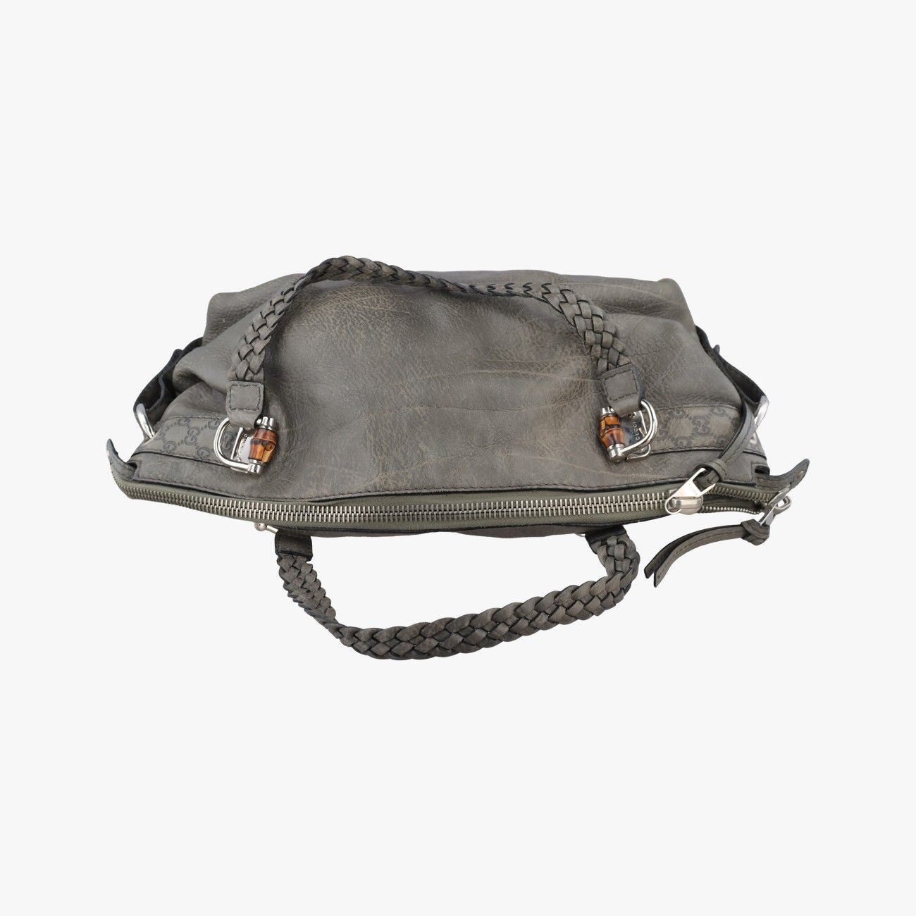 Gucci Bamboo Bar Gray Leather Handbag