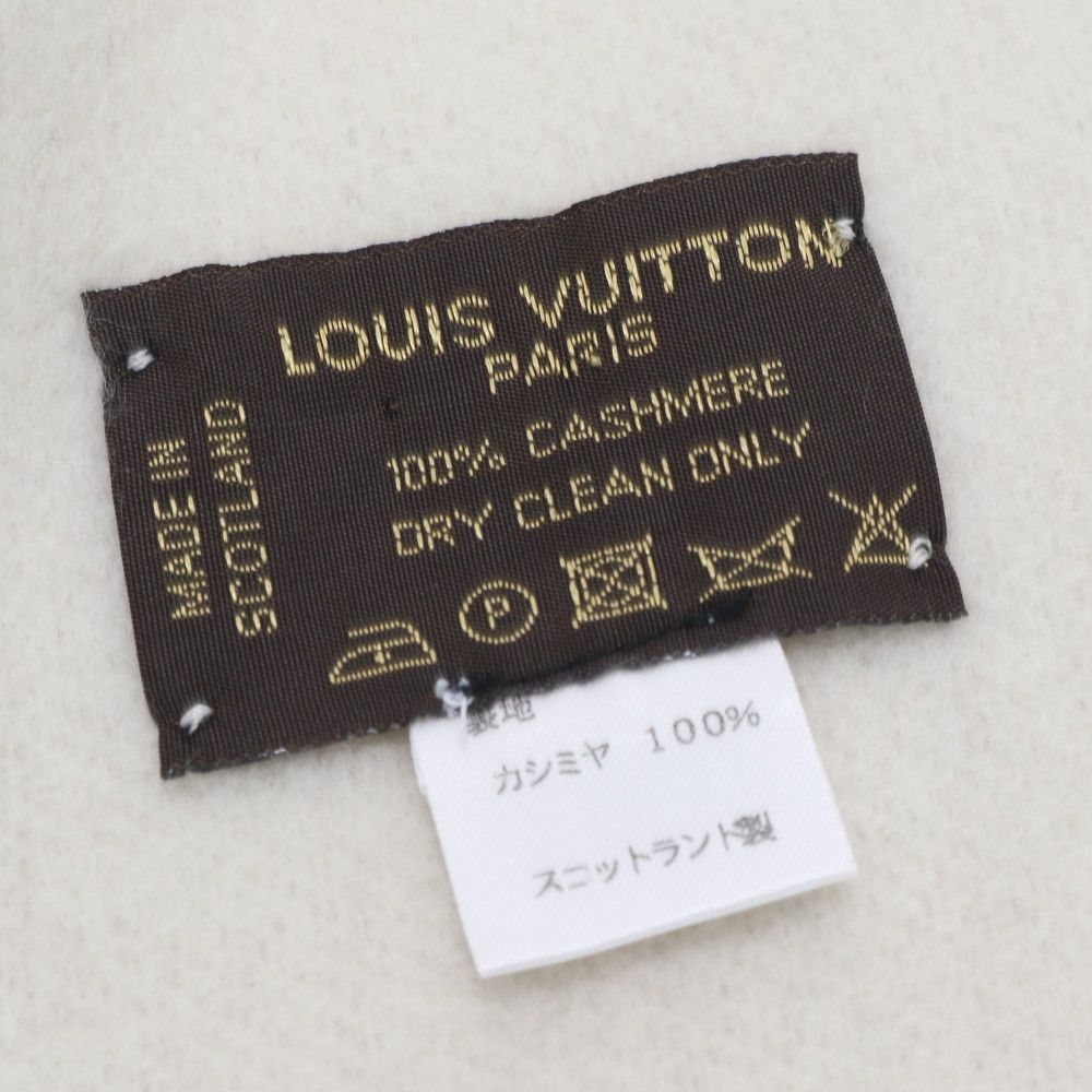 Louis Vuitton Tagged Monogram Scarf Reykjavik Cashmere 100% Shawl Large Gray Ree