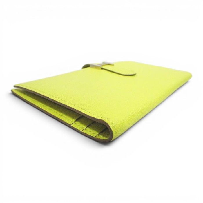 Hermes Bearn Souffle Verso Wallet Silver Yellow Leather