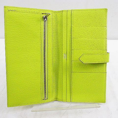 Hermes Bearn Souffle Verso Wallet Silver Yellow Leather