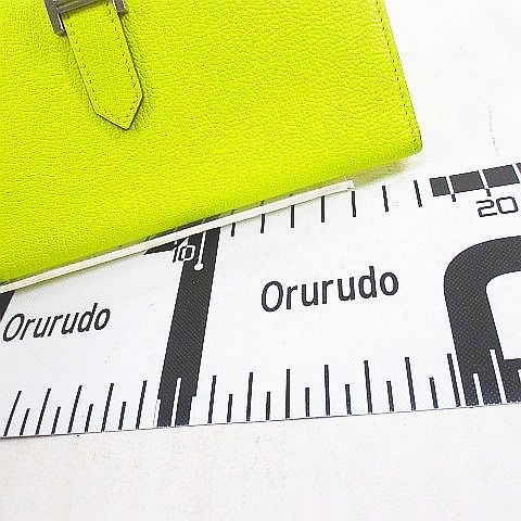 Hermes Bearn Souffle Verso Wallet Silver Yellow Leather