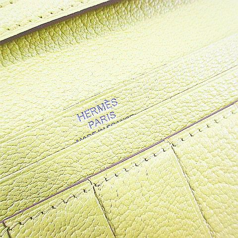 Hermes Bearn Souffle Verso Wallet Silver Yellow Leather