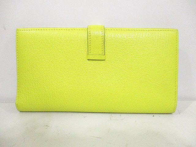 Hermes Bearn Souffle Verso Wallet Silver Yellow Leather