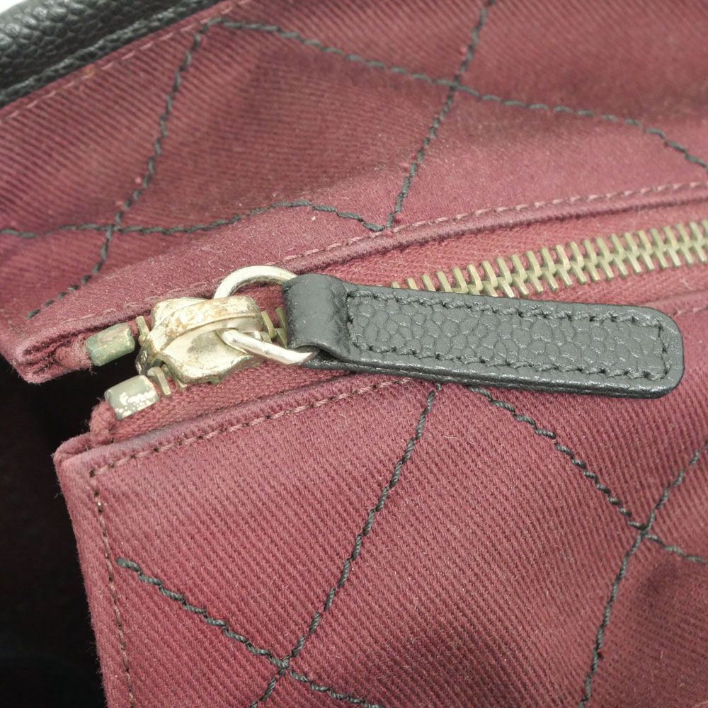 Chanel Chain Tote Black Caviar Leather Silver