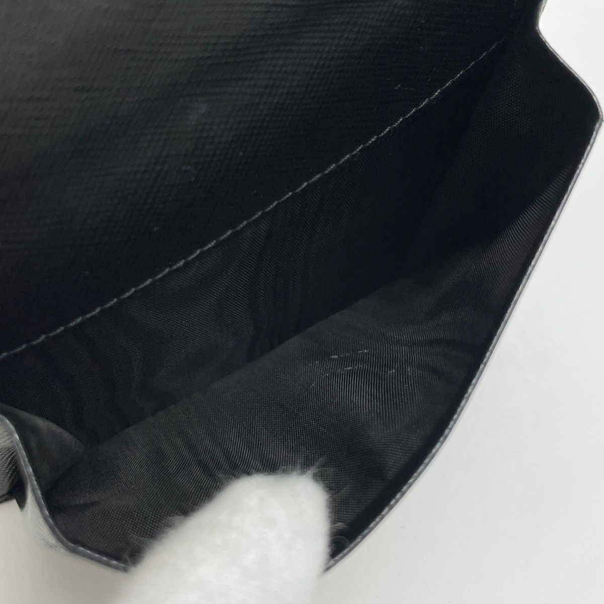 Prada Logo Trifold Wallet Leather Black