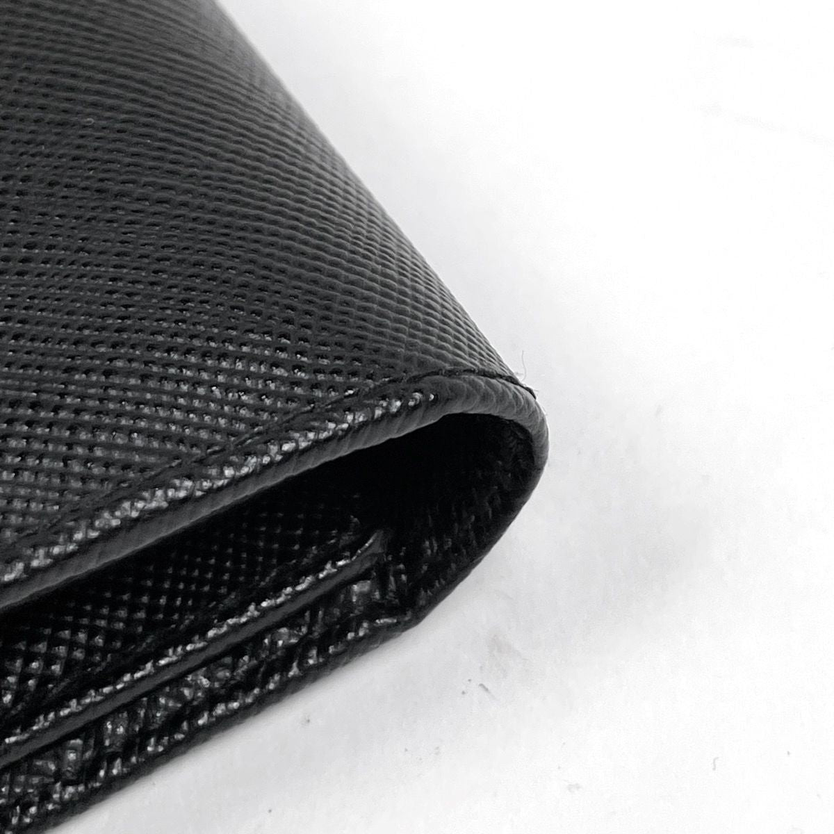 Prada Logo Trifold Wallet Leather Black