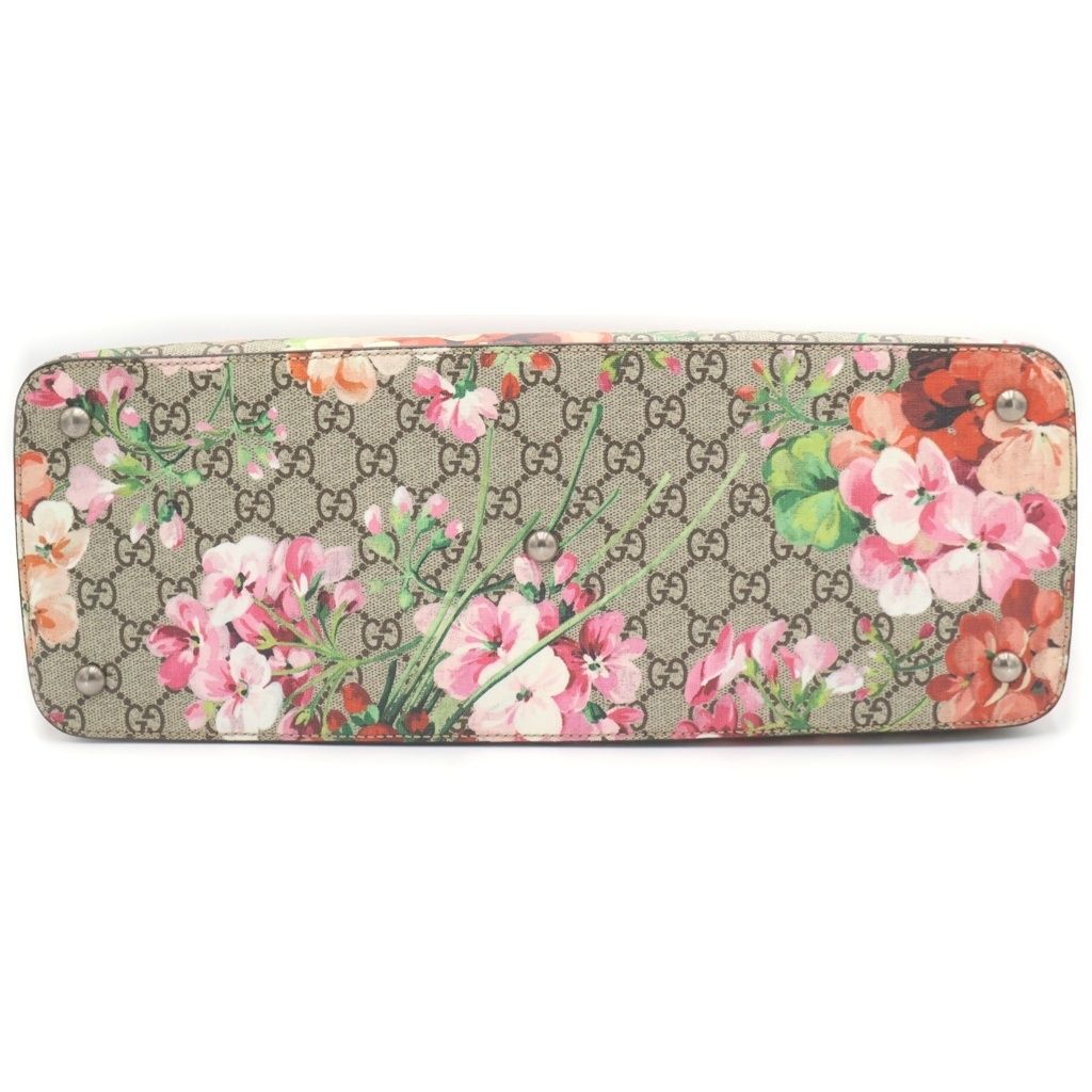 Gucci GG Blooms 2-Way Shoulder Bag Beige Pink Leather Silver