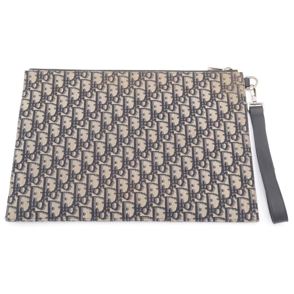 Dior White Jacquard Clutch Gray