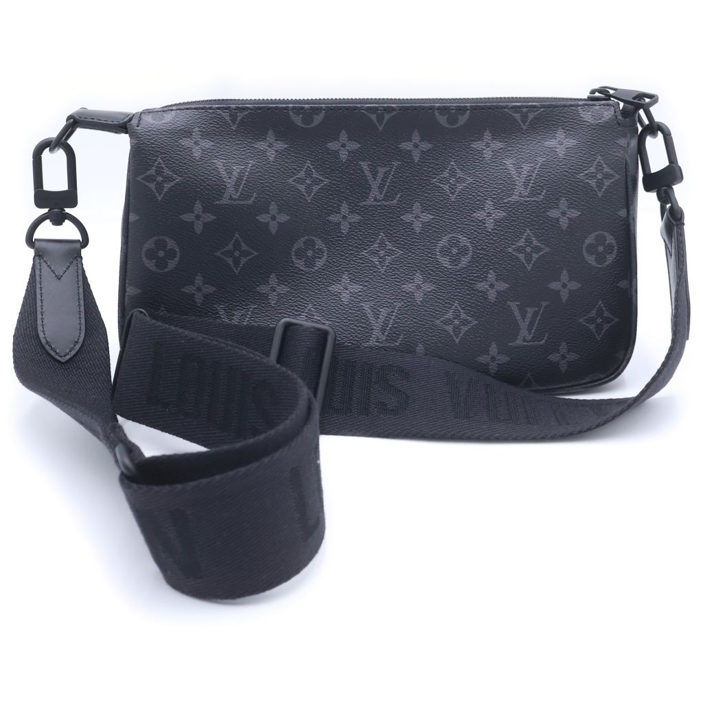 Louis Vuitton Monogram Eclipse Pochette Accessoire XL Shoulder Bag Black
