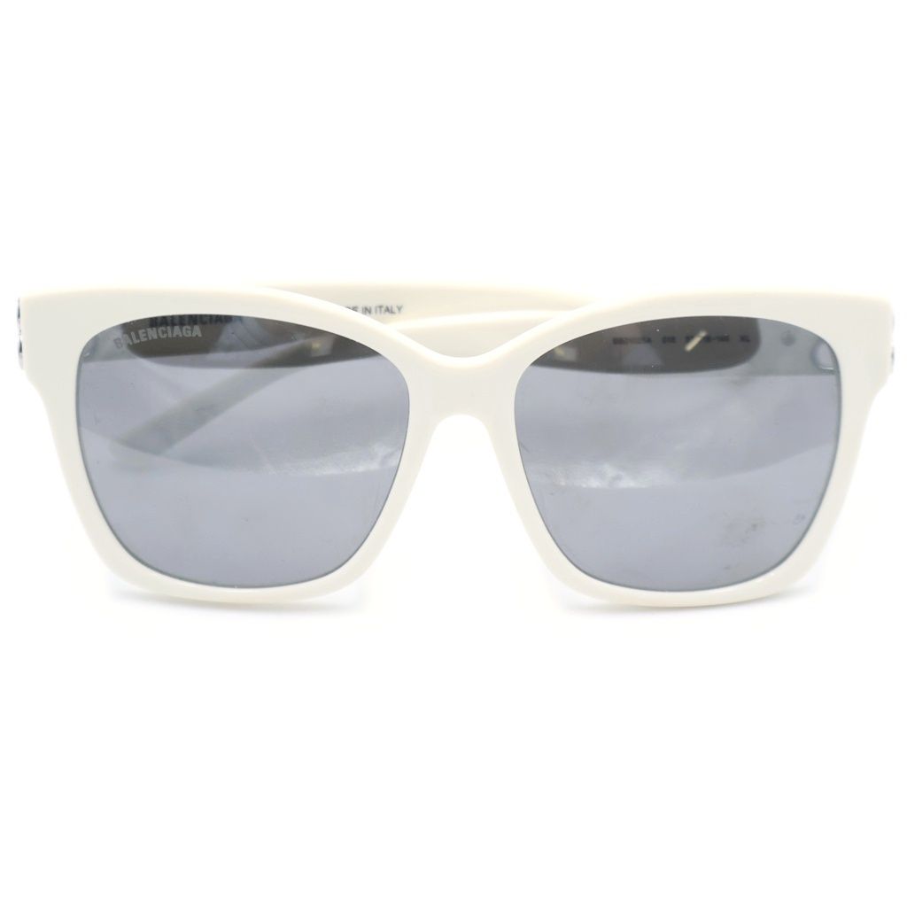 Balenciaga Dynasty Eyewear Square Frame Sunglasses White Silver