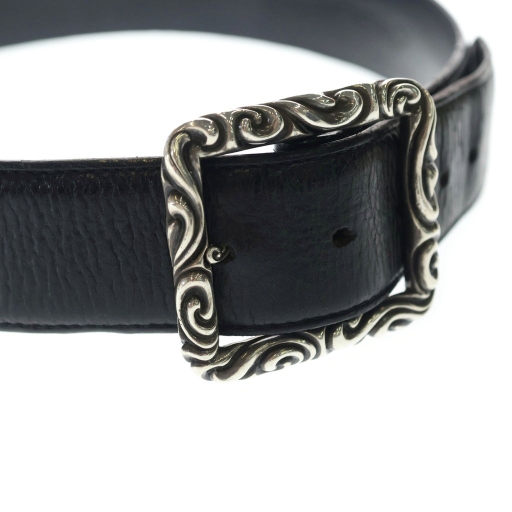 Chrome Hearts Blt Scrlrec Rectangle Scroll Leather Belt