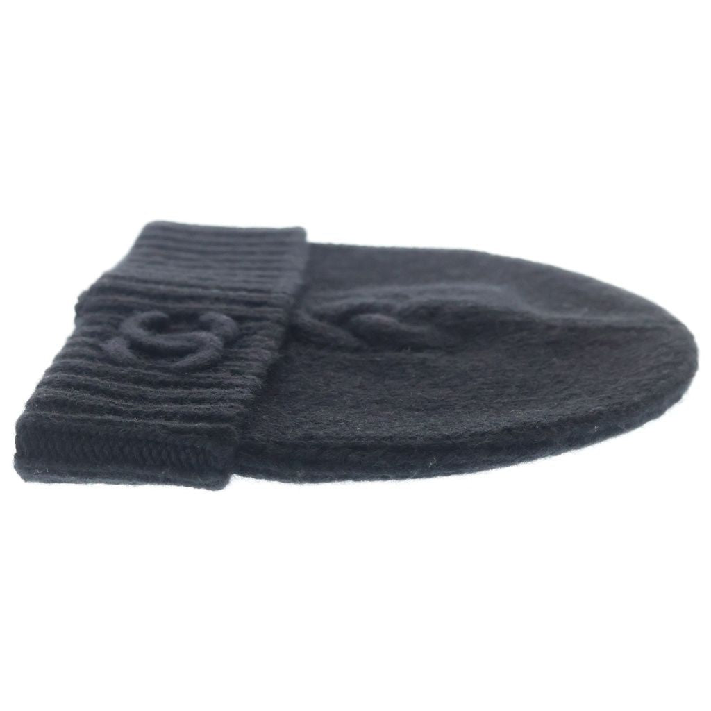 Chanel Cashmere Beanie CC Logo Knit Hat Black