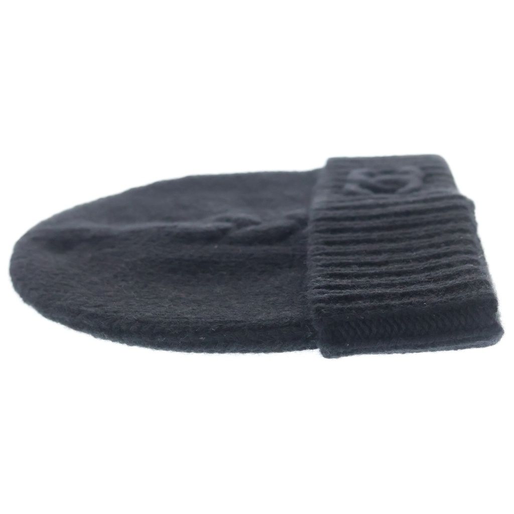 Chanel Cashmere Beanie CC Logo Knit Hat Black