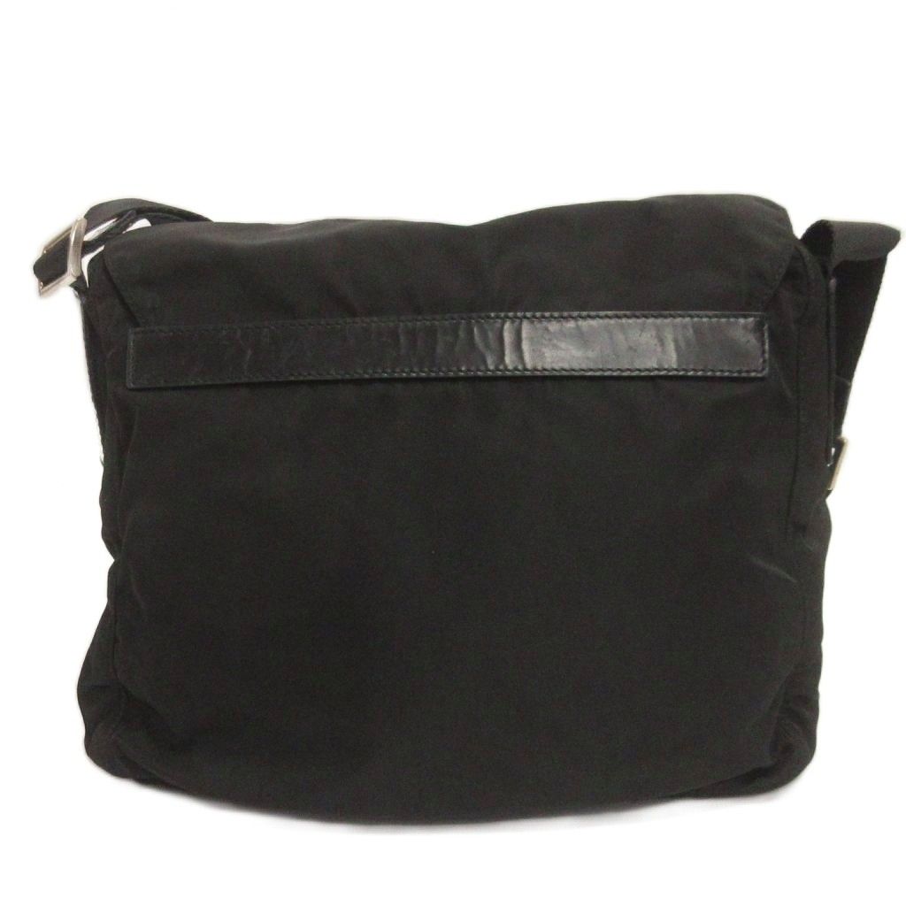 Prada Shoulder Bag Crossbody Triangle Plate Nylon Belt Black