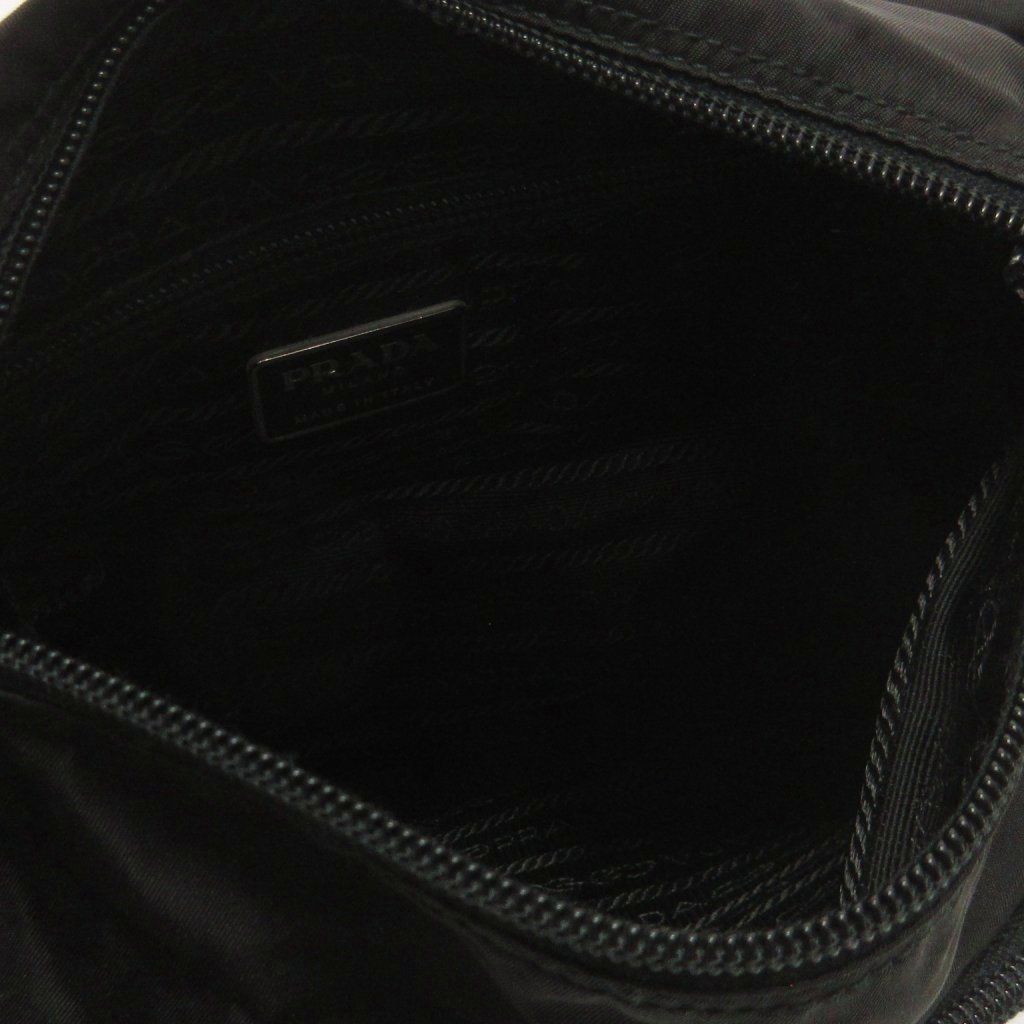 Prada Shoulder Bag Crossbody Triangle Plate Nylon Belt Black