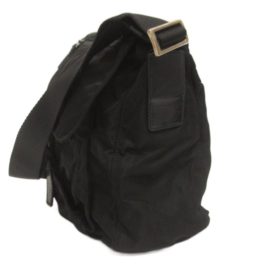 Prada Shoulder Bag Crossbody Triangle Plate Nylon Belt Black