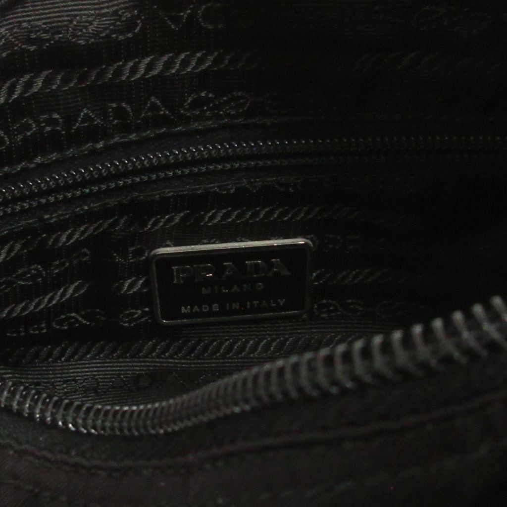 Prada Shoulder Bag Crossbody Triangle Plate Nylon Belt Black