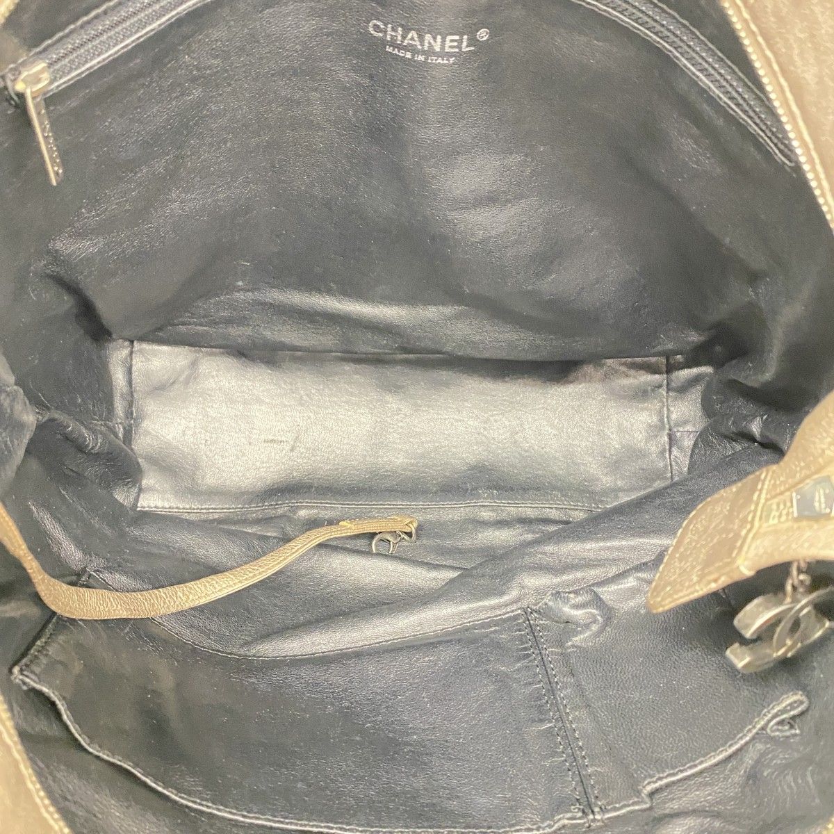 Chanel Chain Tote Leather Brown Silver