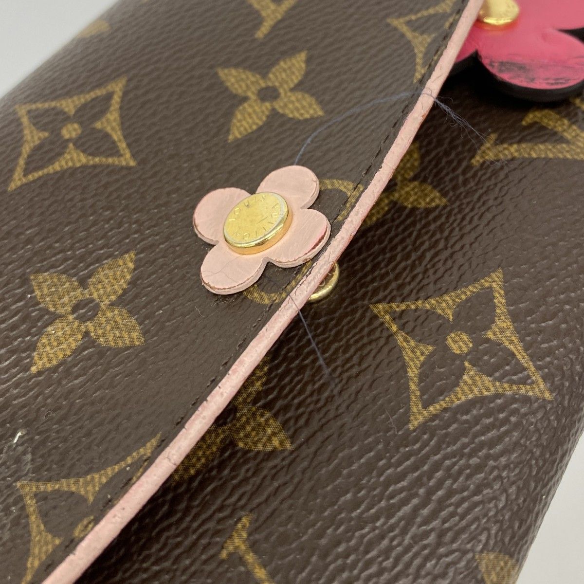 Louis Vuitton Wallet Monogram Portefeuille Emily Flower Charm Hot Pink Cles