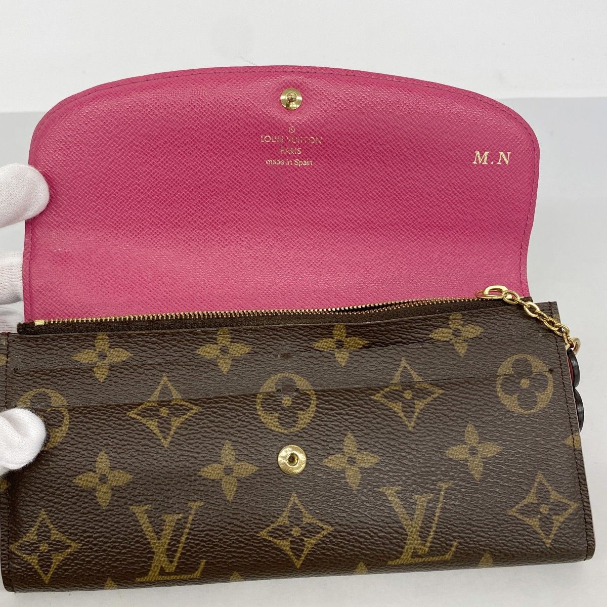 Louis Vuitton Wallet Monogram Portefeuille Emily Flower Charm Hot Pink Cles