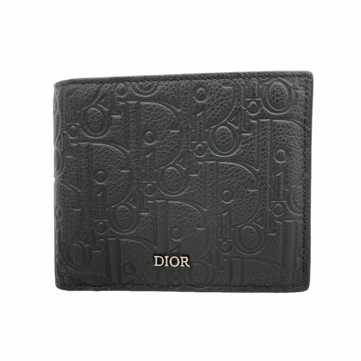 Dior Wallet Leather Black Silver