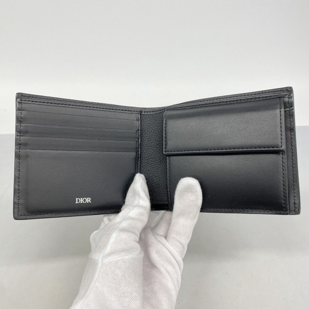 Dior Wallet Leather Black Silver