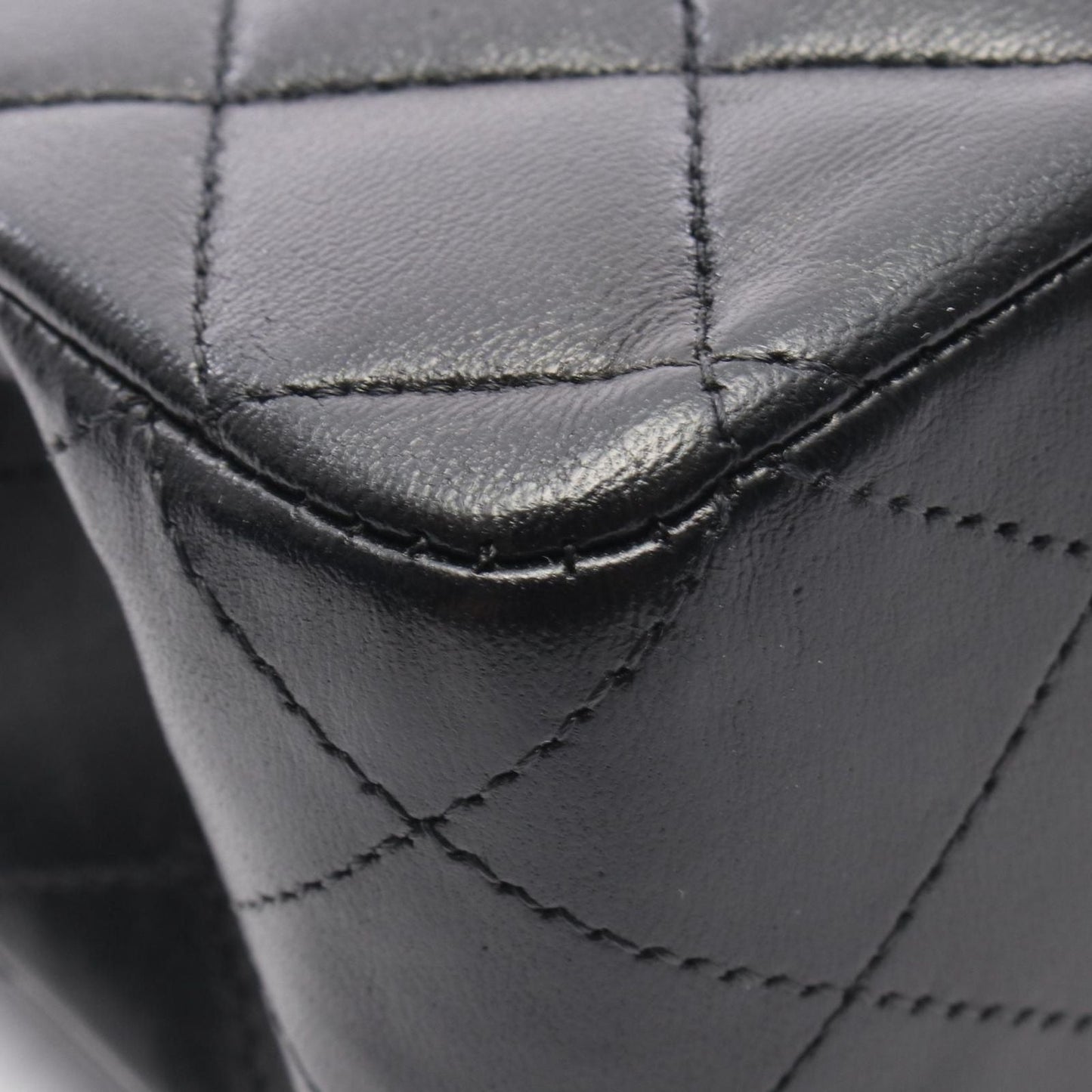 Chanel Shoulder Bag Quilted Double Flap Black Leather Chain