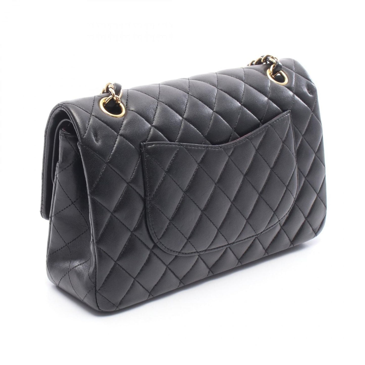 Chanel Shoulder Bag Quilted Double Flap Black Leather Chain