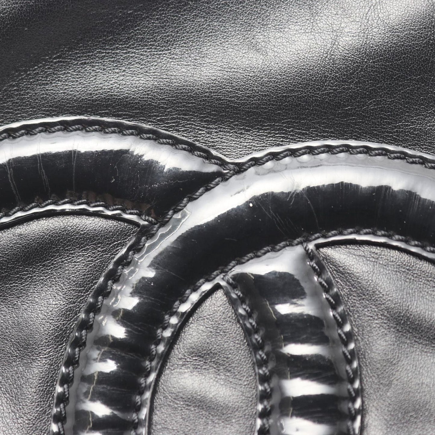 Chanel Shoulder Bag CC Logo Plastic Chain Black Lambskin CC
