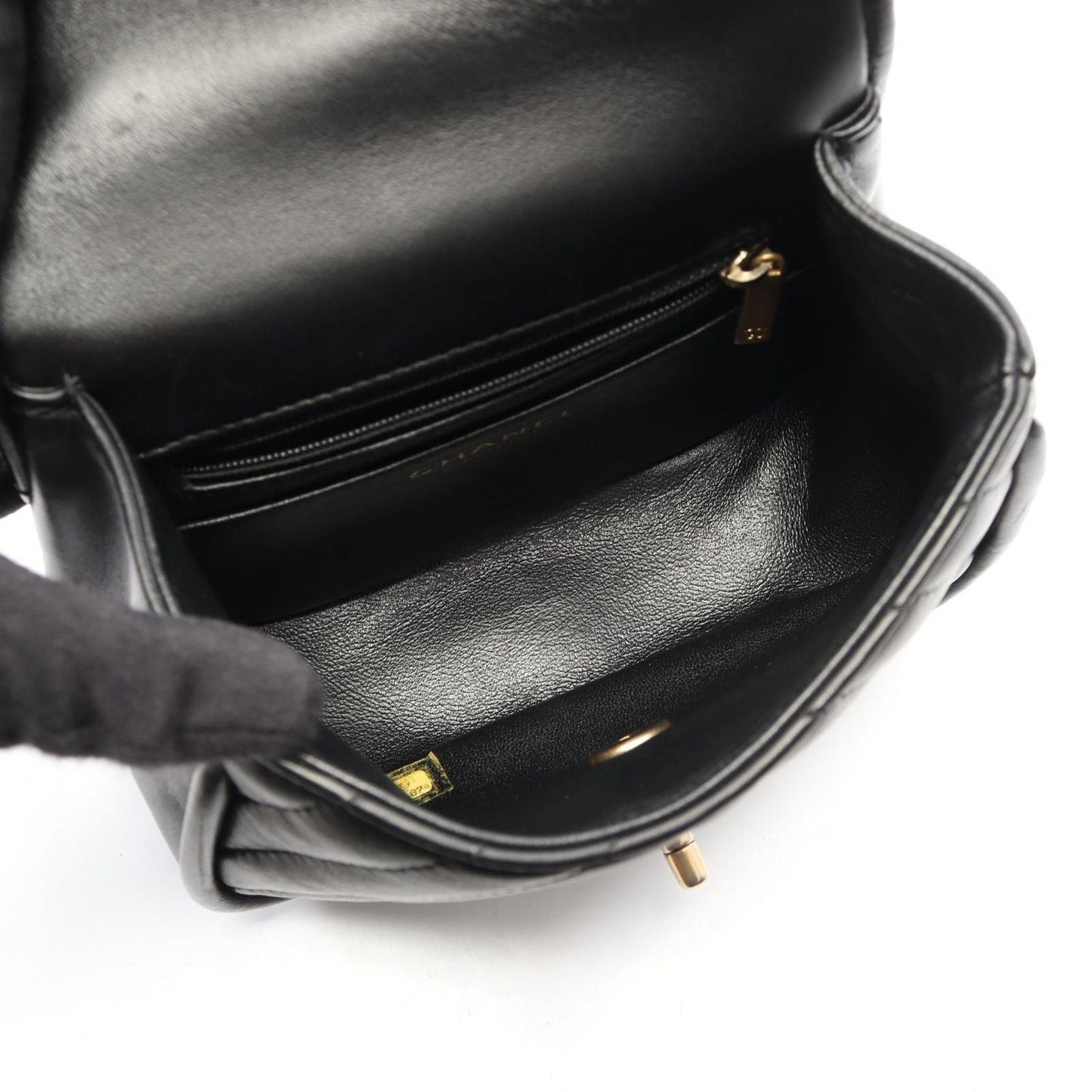 Chanel Shoulder Bag Blanc Stitch 2-Way Black Lambskin Chez Top Handle Chain