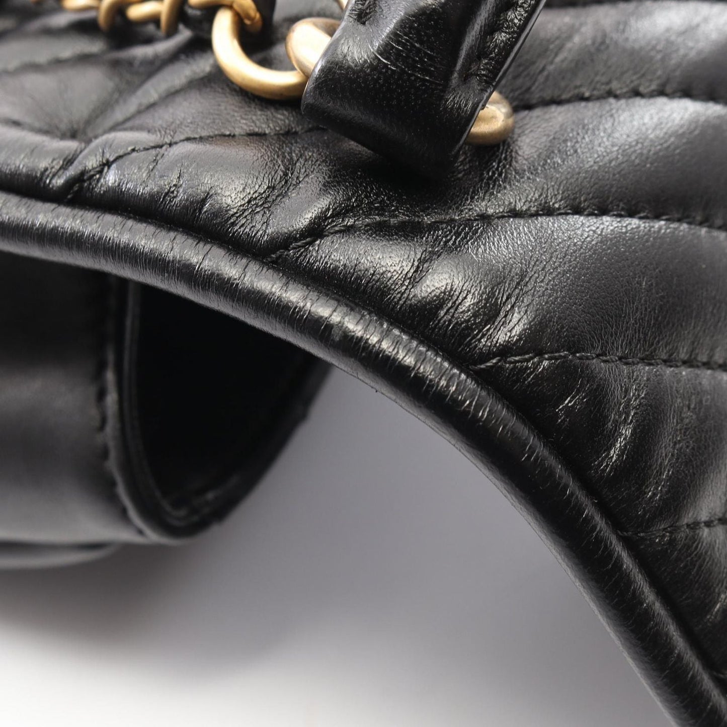 Chanel Shoulder Bag Blanc Stitch 2-Way Black Lambskin Chez Top Handle Chain