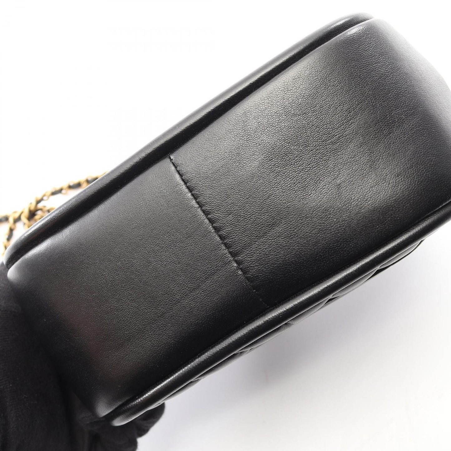 Chanel Shoulder Bag Blanc Stitch 2-Way Black Lambskin Chez Top Handle Chain