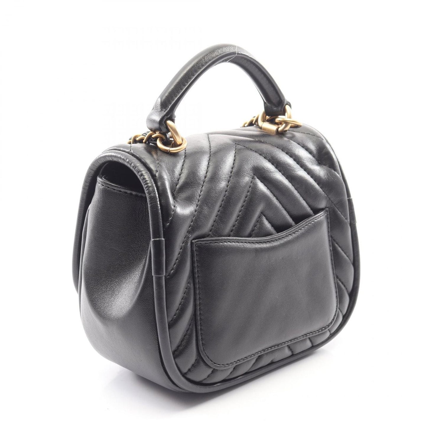 Chanel Shoulder Bag Blanc Stitch 2-Way Black Lambskin Chez Top Handle Chain