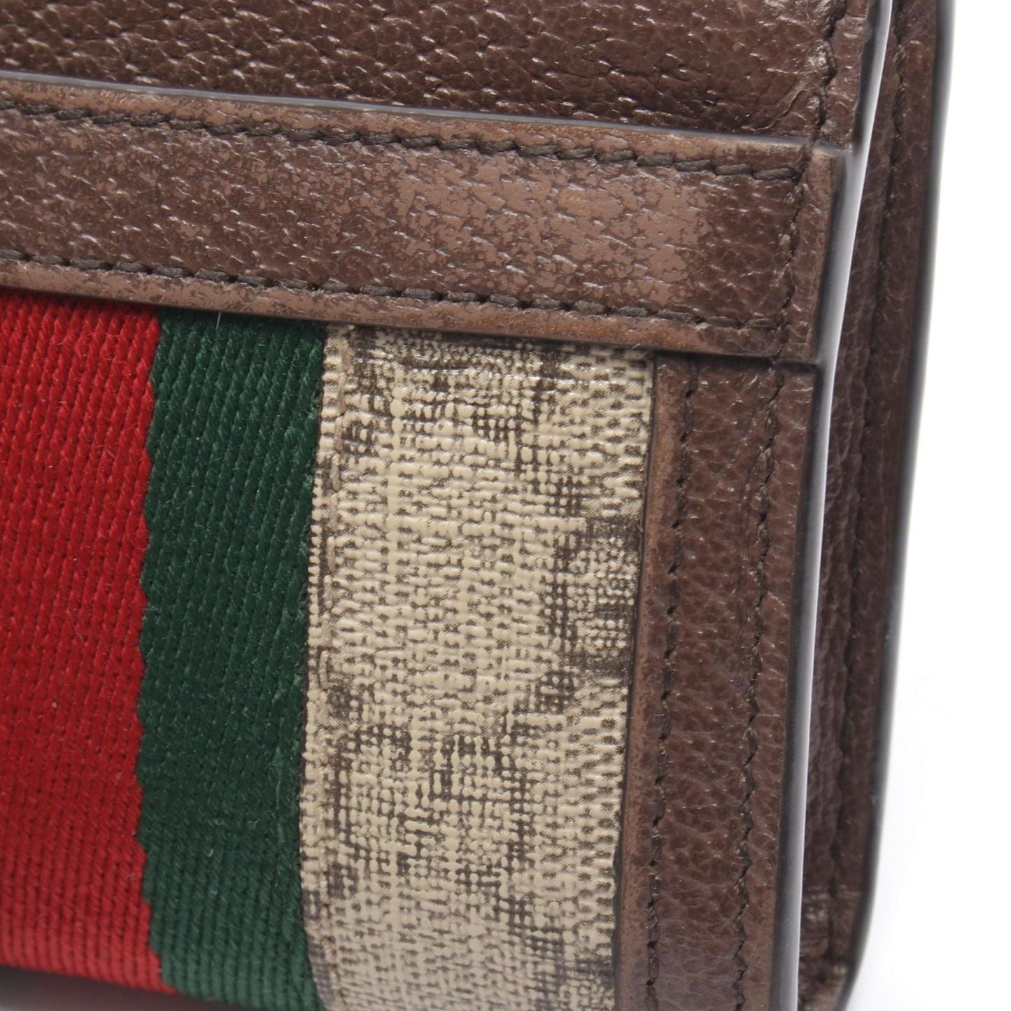 Gucci Coin Case Ophidia GG Supreme Beige Dark Brown Leather L