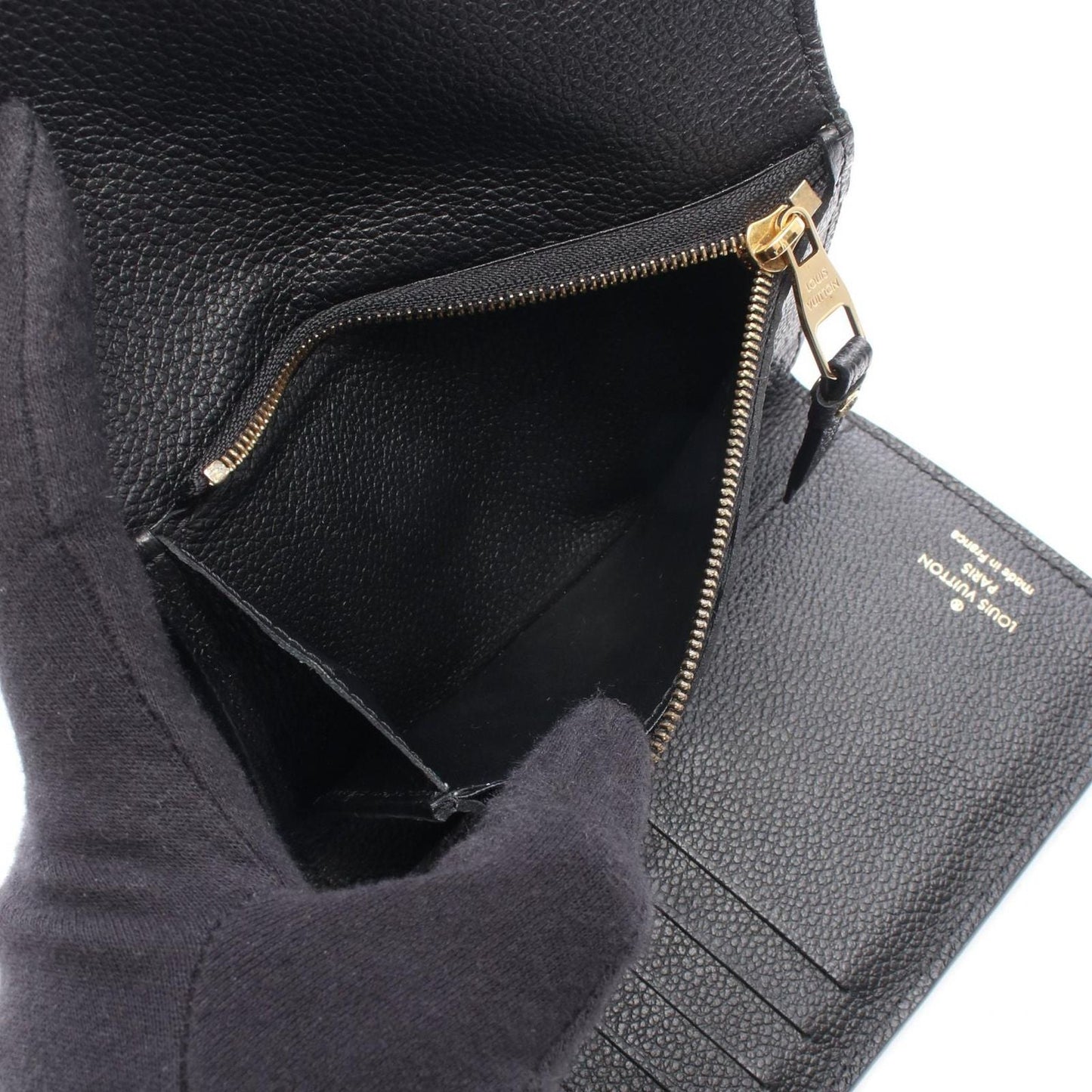 Louis Vuitton Trifold Wallet Portefeuille Compact Noir Leather Curille