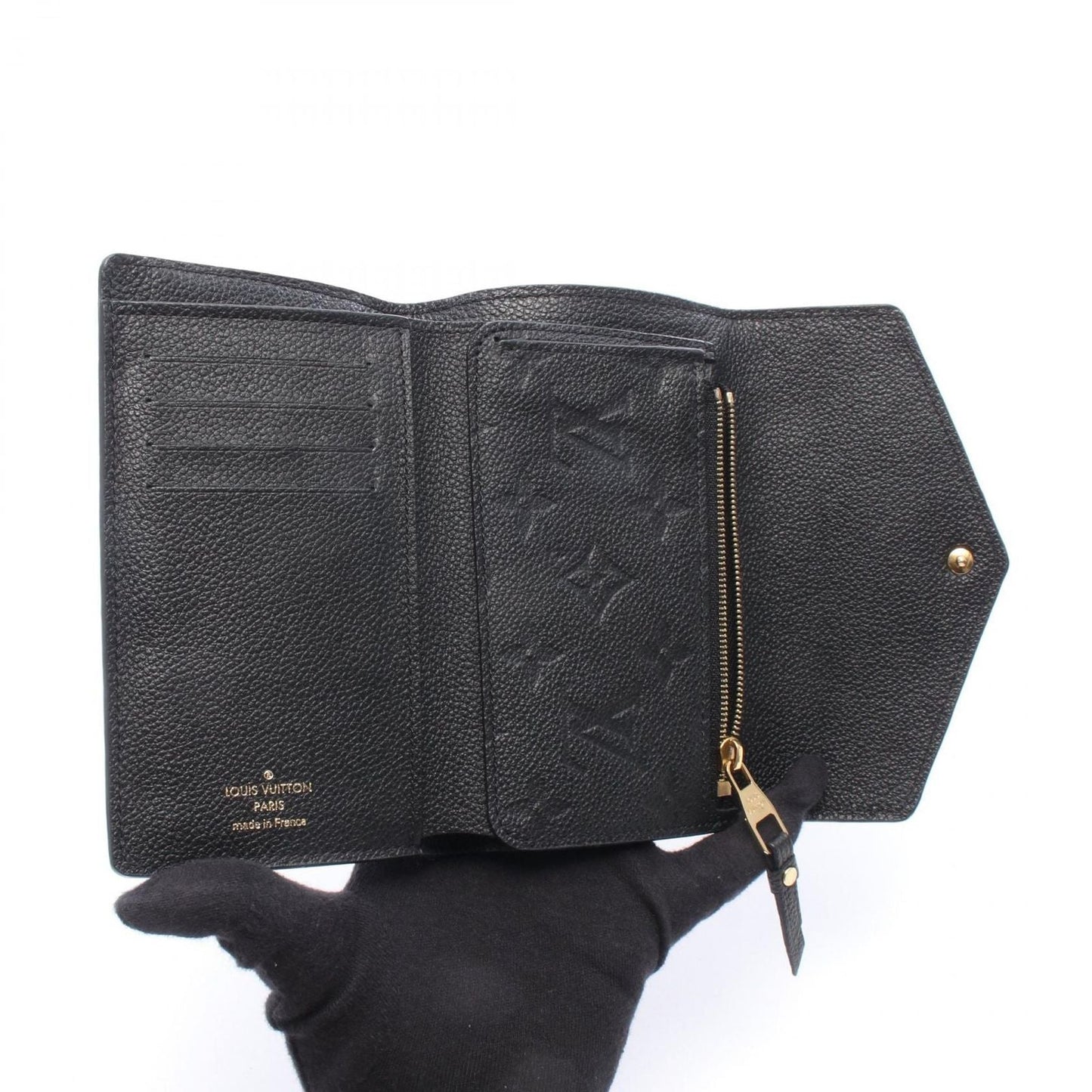Louis Vuitton Trifold Wallet Portefeuille Compact Noir Leather Curille