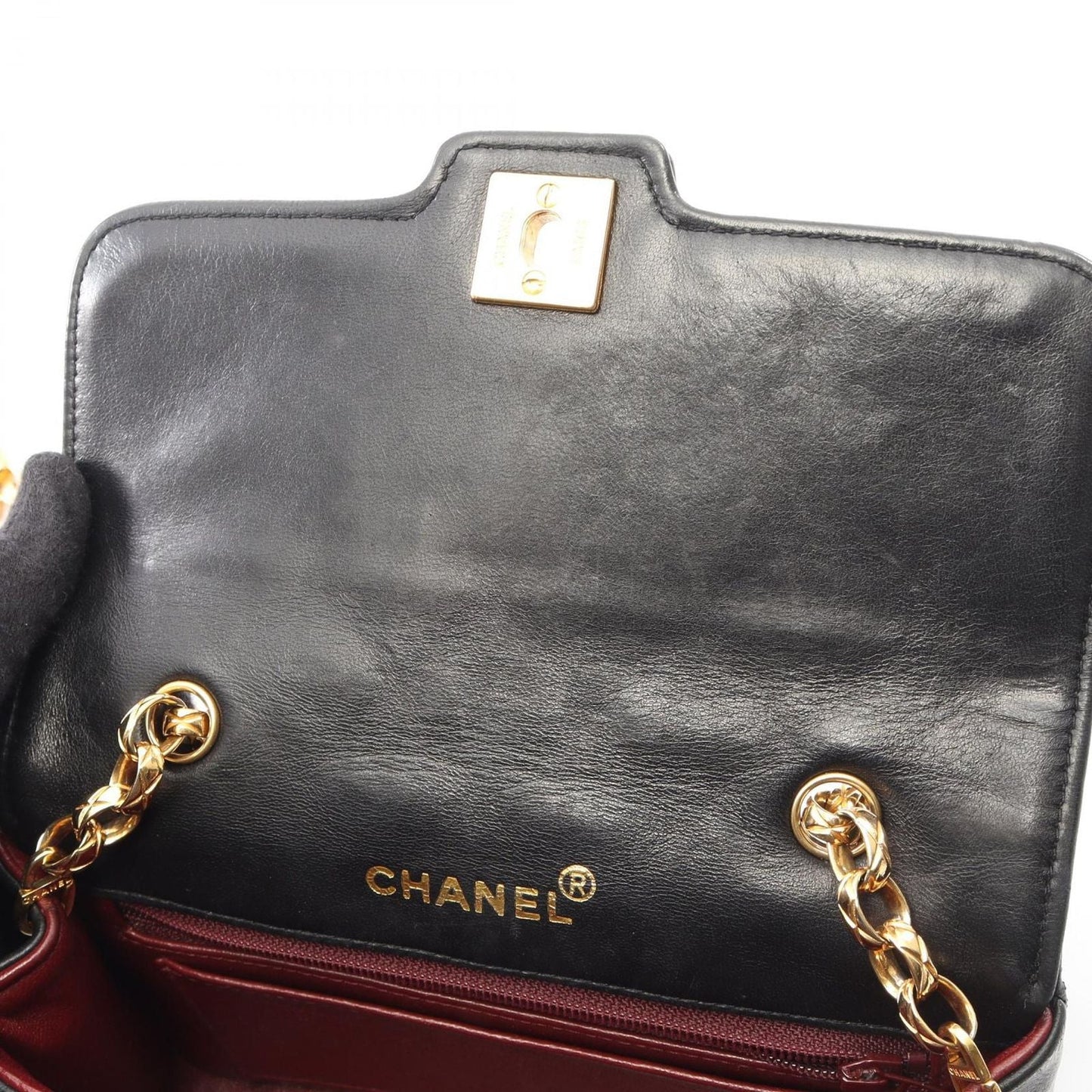 Chanel Shoulder Bag Mini Quilted Diana Flap Black Lambskin Chain