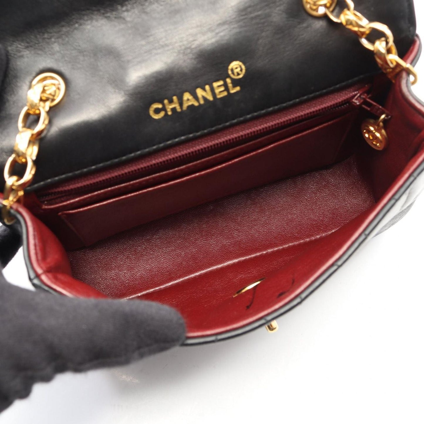 Chanel Shoulder Bag Mini Quilted Diana Flap Black Lambskin Chain