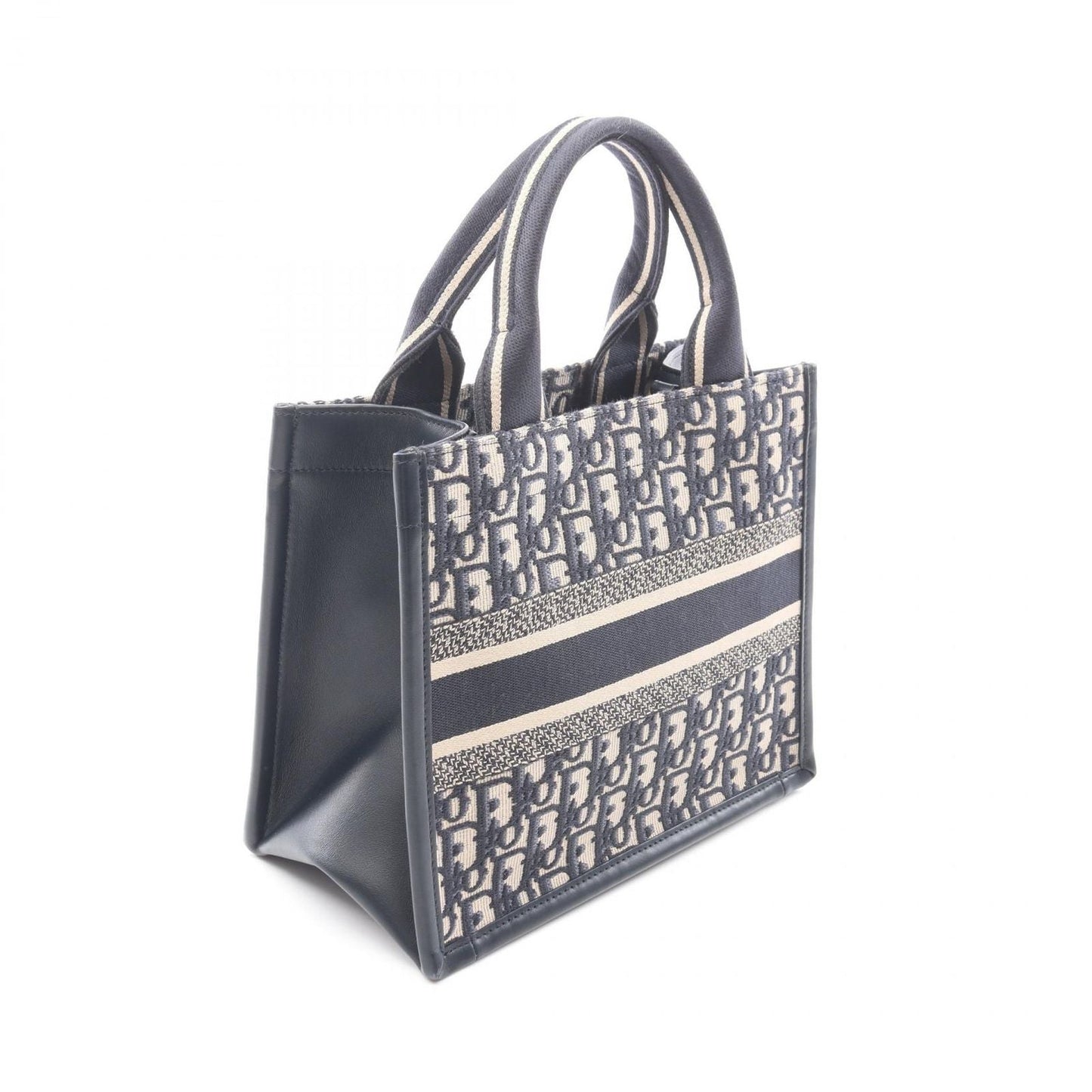 Dior Tote Book Small Black 2-Way Navy Canvas Leather