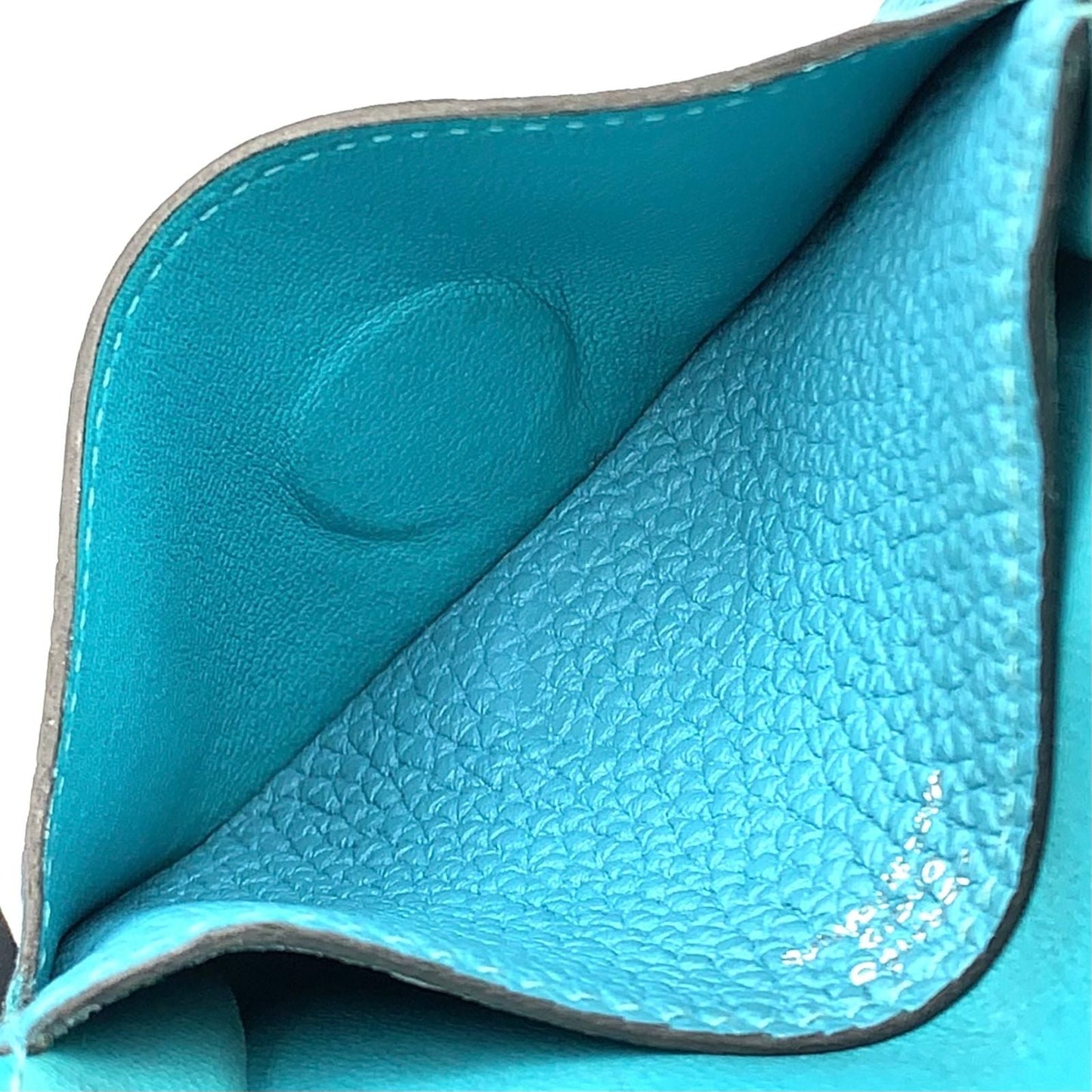 Hermes Dogon Coin Case Taurillon Leather Blue Card Silver