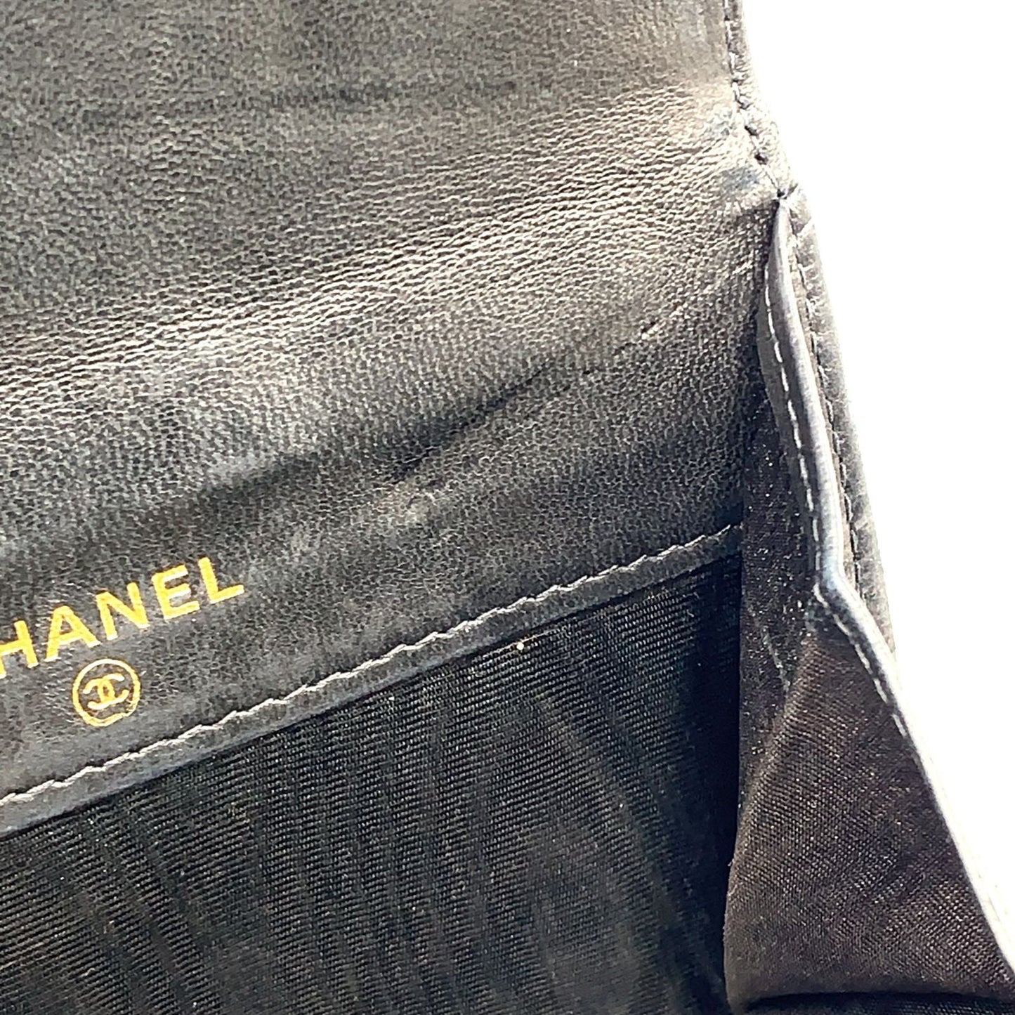 Chanel CC Logo Hook Wallet Caviar Leather Black Bifold Gold