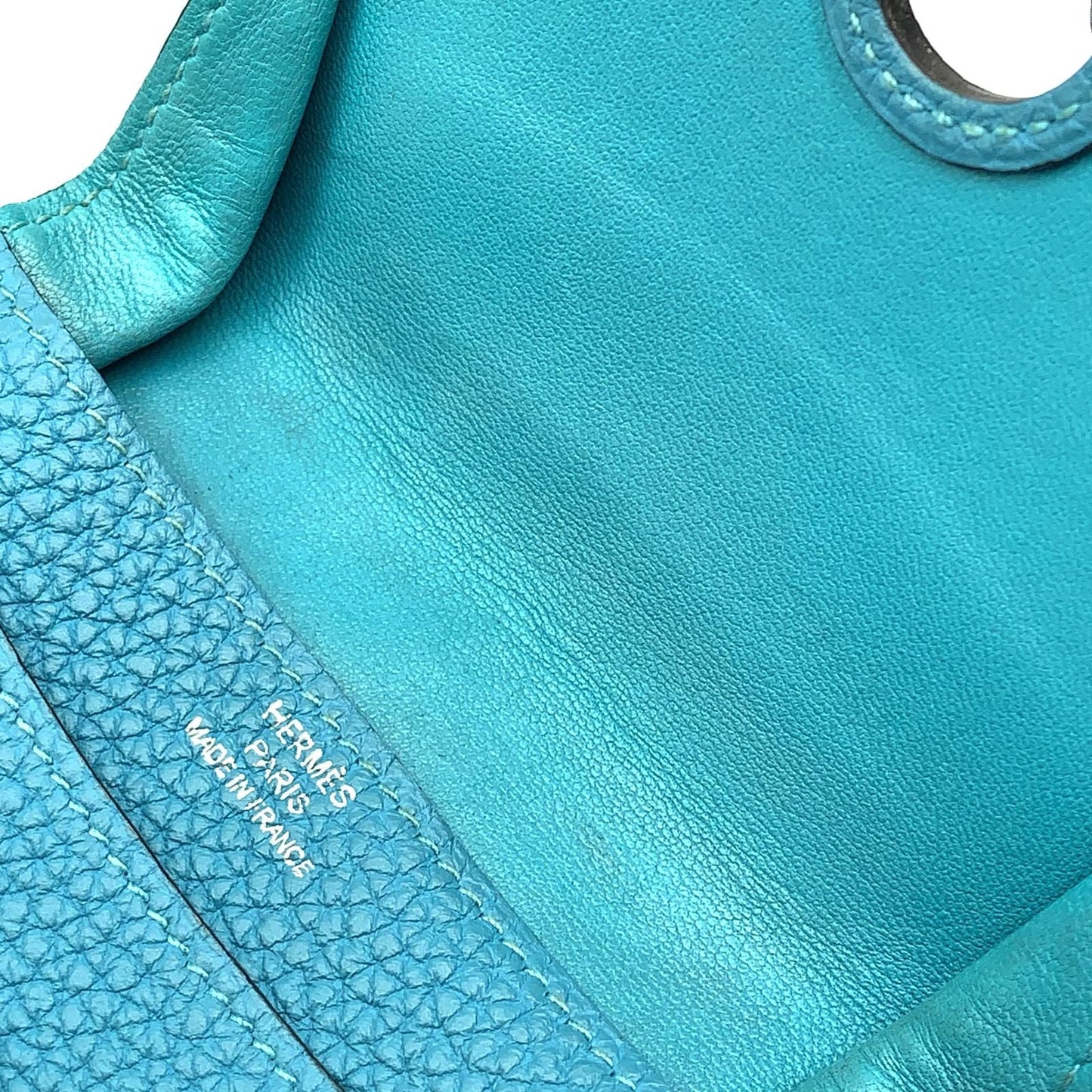 Hermes Dogon Coin Case Taurillon Leather Blue Card Silver