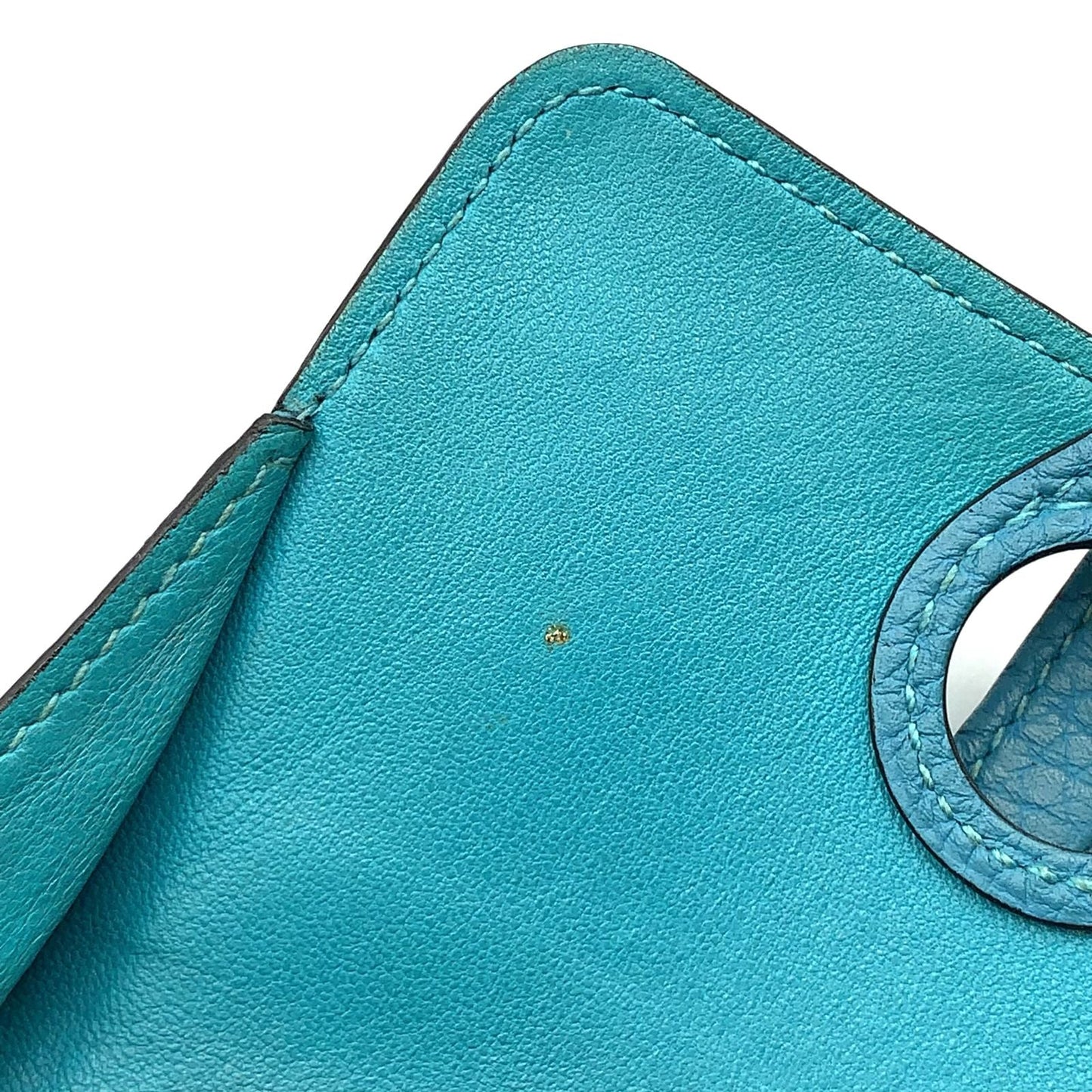 Hermes Dogon Coin Case Taurillon Leather Blue Card Silver