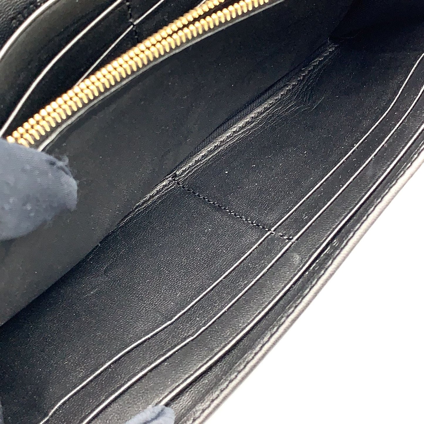 Fendi Baguette Continental Leather Black Wallet Gold