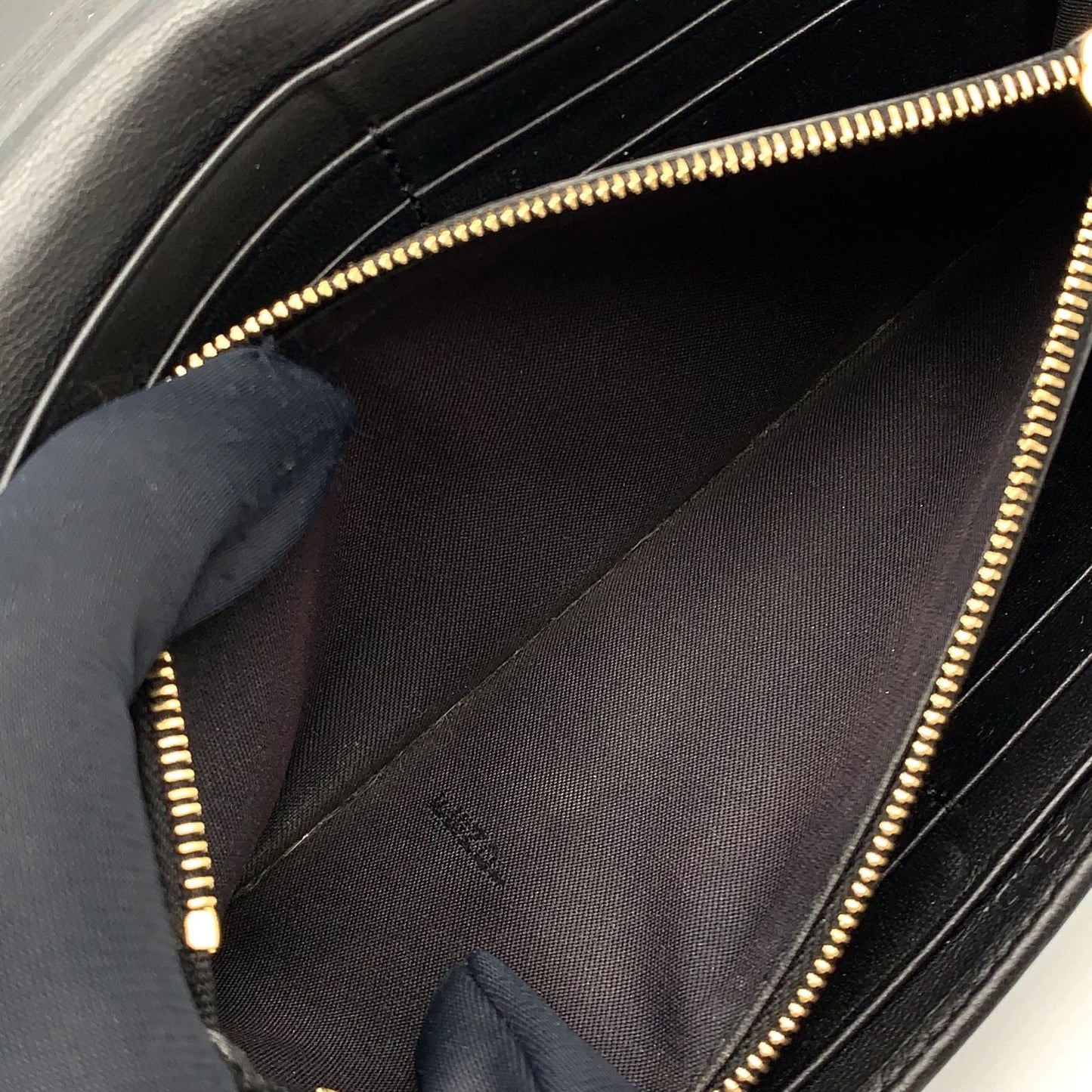Fendi Baguette Continental Leather Black Wallet Gold