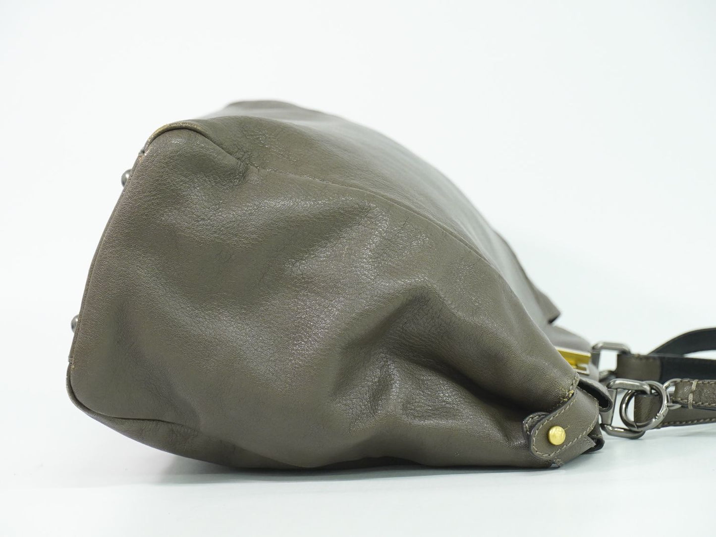 Fendi Peekaboo Large 2-Way Shoulder Bag Leather Charcoal Gray